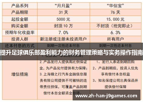 提升足球俱乐部盈利能力的财务管理策略与实务操作指南 提升足球俱乐部盈利能力的财务管理策略与实务操作指南